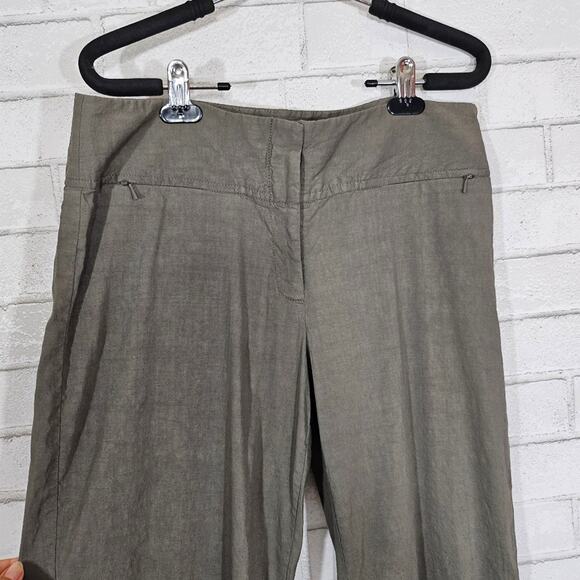 Eileen Fisher Gray Linen Blend Wide Leg Pants - Picture 4 of 8